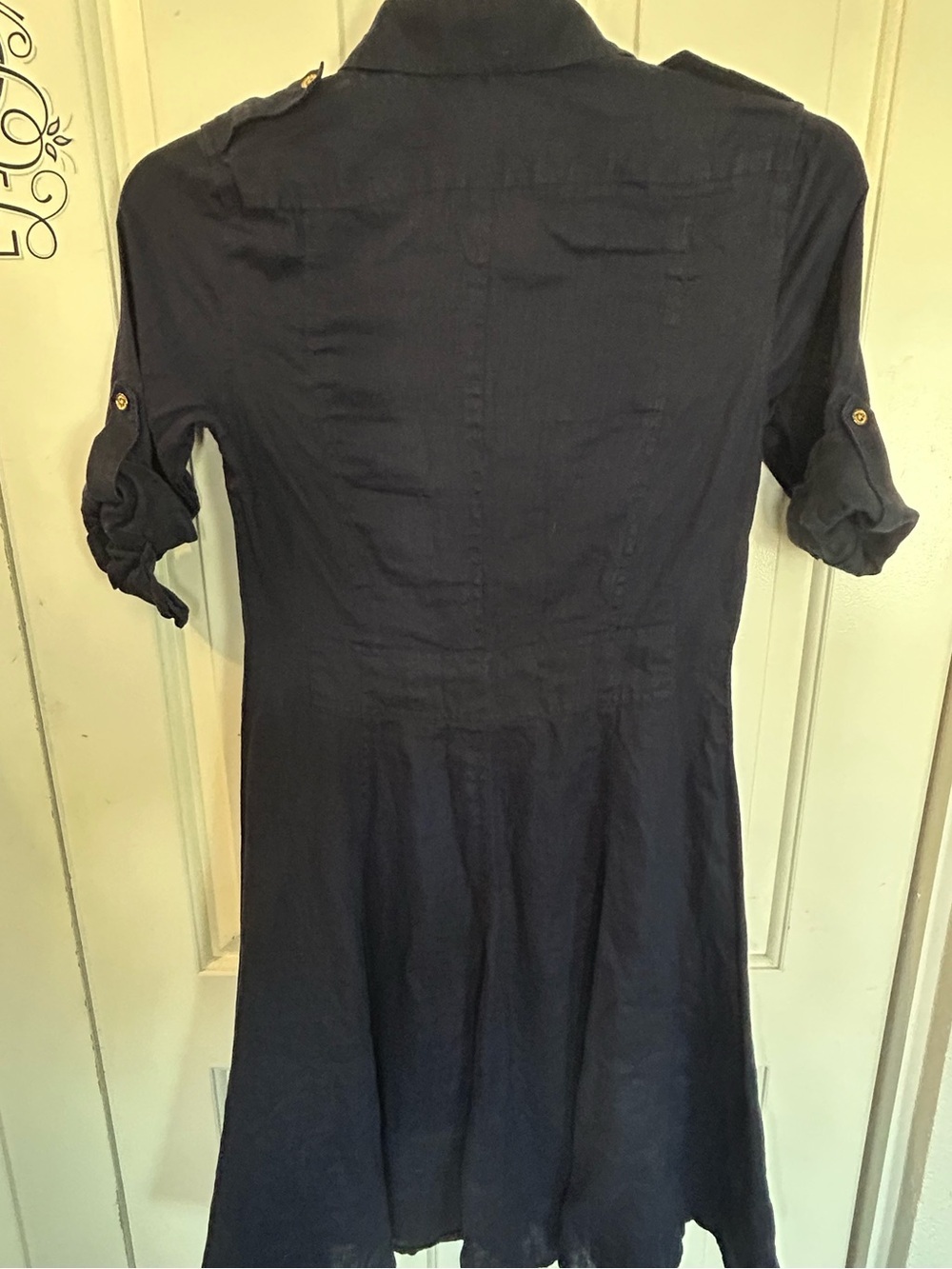 Lauren Ralph Lauren 100% Linen Navy Blue Button Down Shirt Dress Size XS - Picture 4 of 9